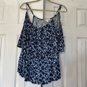 Floral cold shoulder short sleeve top